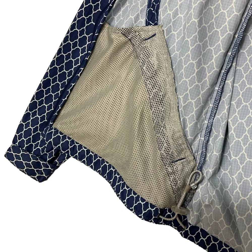 REEL LEGENDS sz Medium Rain Jacket Performance Clothing Packable Blue White